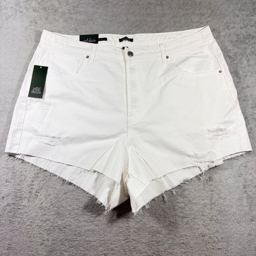 Wild Fable Cutoff Shorts Women 17 White Distressed High Rise Button Fly Raw Hem
